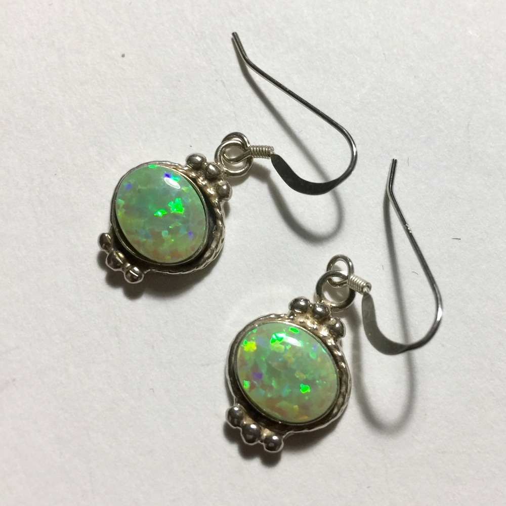 Opal & Sterling Silver Earrings - Picture 3 of 6